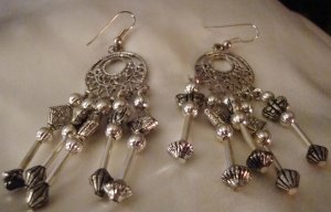 ED Silver Look Beaded Hanging Earrigns