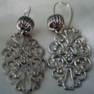 ED Silver Look Filigree Hanging Earrings