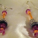 ED Pink, Orange and Silver Look Beaded Earrings