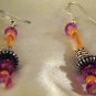 ED Pink, Orange and Silver Look Beaded Earrings