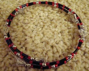 ED Black, Red, and Silver Stretch Bracelet