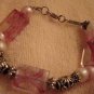 ED Pink, Clear and Silver Beaded Bracelet