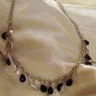 ED Silver and Black Beaded Chain Necklace