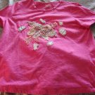 ED Pink Floral Handsewn and Painted Tee Shirt XL