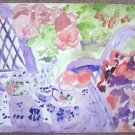 ED Outdoor Tea Party Painting Watercolor 16 x 20 x .75