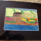 ED Catskill Bridge Colored Pencil Drawing 8x10 Black Mat