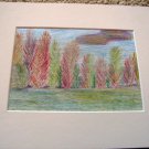 ED Fall Lake Colored Pencil Drawing 8x10 Matted