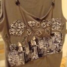 ED Grey Women's Hand Decorated Sparkle Tank XL