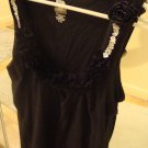 ED Black Women's Hand Decorated Ruffle Tank XL