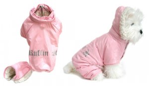 Dog Clothes Adorable Ruffin It Pink Snow Suit