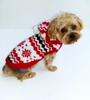 Dog Clothes Adorable Fair Isle White Snowflake Hoodie