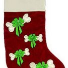 Dog Clothes Adorable Bow & Bone Embroidered Stocking