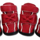 Red Ribbon Bow Dog Boots Shoes