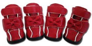 Red Ribbon Bow Dog Boots Shoes