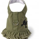 Dog Clothes Adorable Green Jean Denim Skull Harness Dress