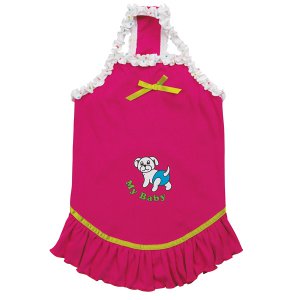 Dog Clothes Adorable My Baby Dog Onesie Dress - Raspberry