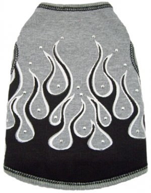 Dog Clothes Adorable Black Flames Tank