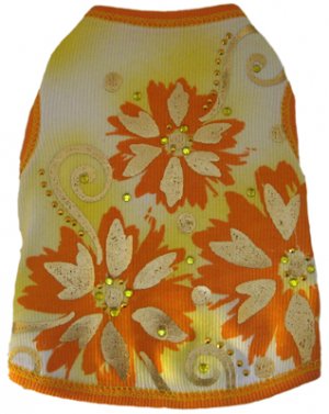 Dog Clothes Adorable Spring Floral Orange Tank