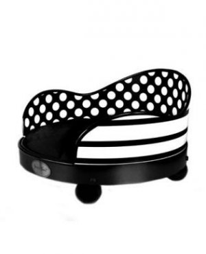 Dog Beds Black & White Stripe & Polka Dots With Black Base Bed Set