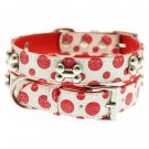 Dog Collars Red - White Polka Dot Glitter Silver Bone Collar & Leash Set