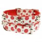 Dog Collars Red - White Polka Dot Glitter Silver Bone Collar & Leash Set