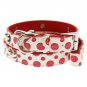 Dog Collars Red - White Polka Dot Glitter Silver Bone Collar & Leash Set