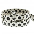 Dog Collars Black - White Polka Dot Glitter Silver Bone Collar & Leash Set