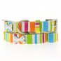 Dog Collars Striped Neon Canvas Diamante Bone Collar & Leash Set