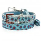 Dog Collars Handcrafted Cool Blue Bling Collar & Leash Set