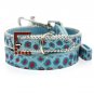 Dog Collars Handcrafted Cool Blue Bling Collar & Leash Set