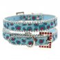 Dog Collars Handcrafted Cool Blue Bling Collar & Leash Set