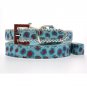 Dog Collars Handcrafted Cool Blue Bling Collar & Leash Set