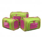 Dog Clothes NEW!! Green Carrier With Pink Polka Dots And Pink Trim