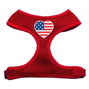 Dog Clothes Heart Flag Soft Mesh Red Harness