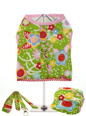 Dog Clothes Flower Power Harness, Leash & Matching Cap