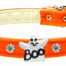 Dog Clothes Adorable Halloween  Velvet Ghost Charm Orange Collar