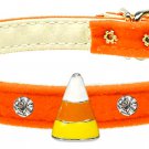 Dog Clothes Adorable Halloween Candy Corn Charm Collar Orange Velvet