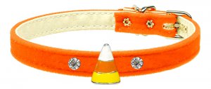 Dog Clothes Adorable Halloween Candy Corn Charm Collar Orange Velvet