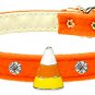 Dog Clothes Adorable Halloween Candy Corn Charm Collar Orange Velvet