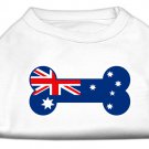 Dog Clothes Adorable Bone Shaped Australian Flag Screen Print Shirt - White