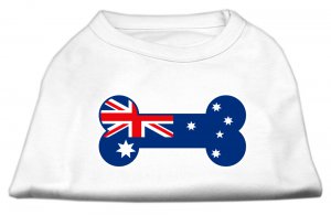 Dog Clothes Adorable Bone Shaped Australian Flag Screen Print Shirt - White
