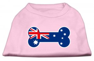 Dog Clothes Adorable Bone Shaped Australian Flag Screen Print Shirt - Pink
