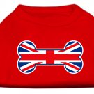 Dog Clothes Adorable Bone Shaped United Kingdom (Union Jack) Flag Screen Print Shirt - Red
