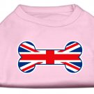 Dog Clothes Adorable Bone Shaped United Kingdom (Union Jack) Flag Screen Print Shirt - Pink