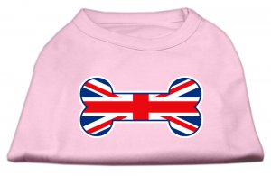 Dog Clothes Adorable Bone Shaped United Kingdom (Union Jack) Flag Screen Print Shirt - Pink