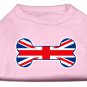 Dog Clothes Adorable Bone Shaped United Kingdom (Union Jack) Flag Screen Print Shirt - Pink