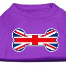 Dog Clothes Adorable Bone Shaped United Kingdom (Union Jack) Flag Screen Print Shirt - Purple
