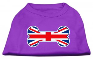 Dog Clothes Adorable Bone Shaped United Kingdom (Union Jack) Flag Screen Print Shirt - Purple