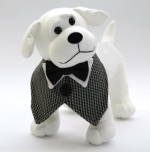 Dog Clothes Adorable Traditional Houndstooth Fashion Vest & Black Bowtie Set