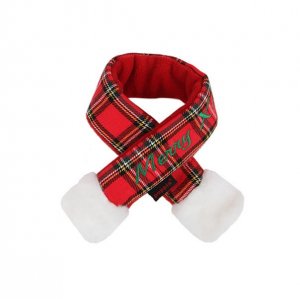 Dog Clothes Adorable Santa's Red Plaid Scarf
